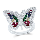 1/2CTW-DIA CN 3/4CTW BAG-NAT GEM MULTI CLR SAPPHIRE BUTTERFLY RING